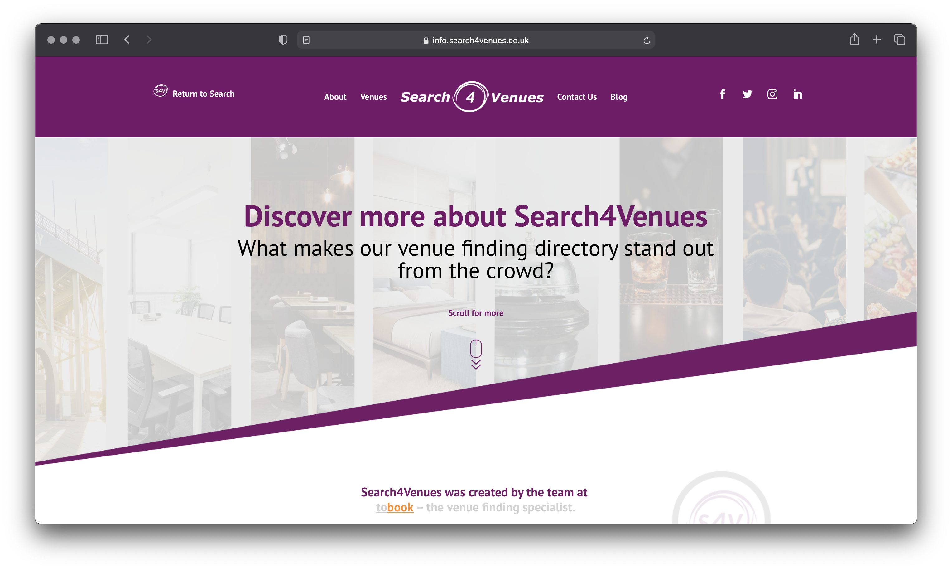 Search4Venues Webpage by UX-Digital